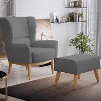 Kit Poltrona Milena D02 Com Puff Viseo Veludo Cinza C-317 - 8