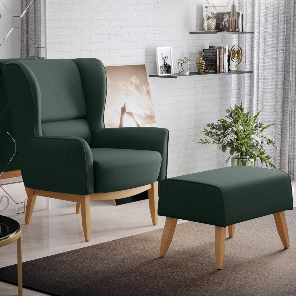 Kit Poltrona Milena D02 Com Puff Viseo Linho Verde C-117 - 8