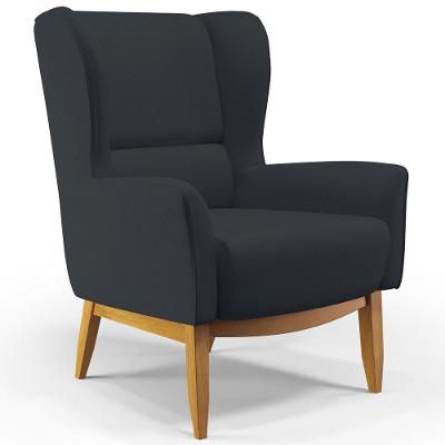 Kit Poltrona Milena D02 Com Puff Viseo Linho Chumbo D-465