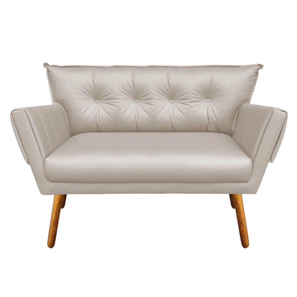 Kit 01 Namoradeira 02 Poltronas Corino Bege - 4