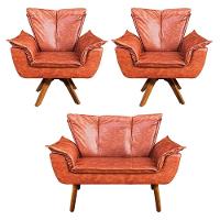 Kit 01 Namoradeira E 02 Poltronas Opala Corano Nozes - 1