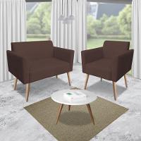 Kit 01 Namoradeira e 02 Poltronas Marisa Suede Pés Palito - 2