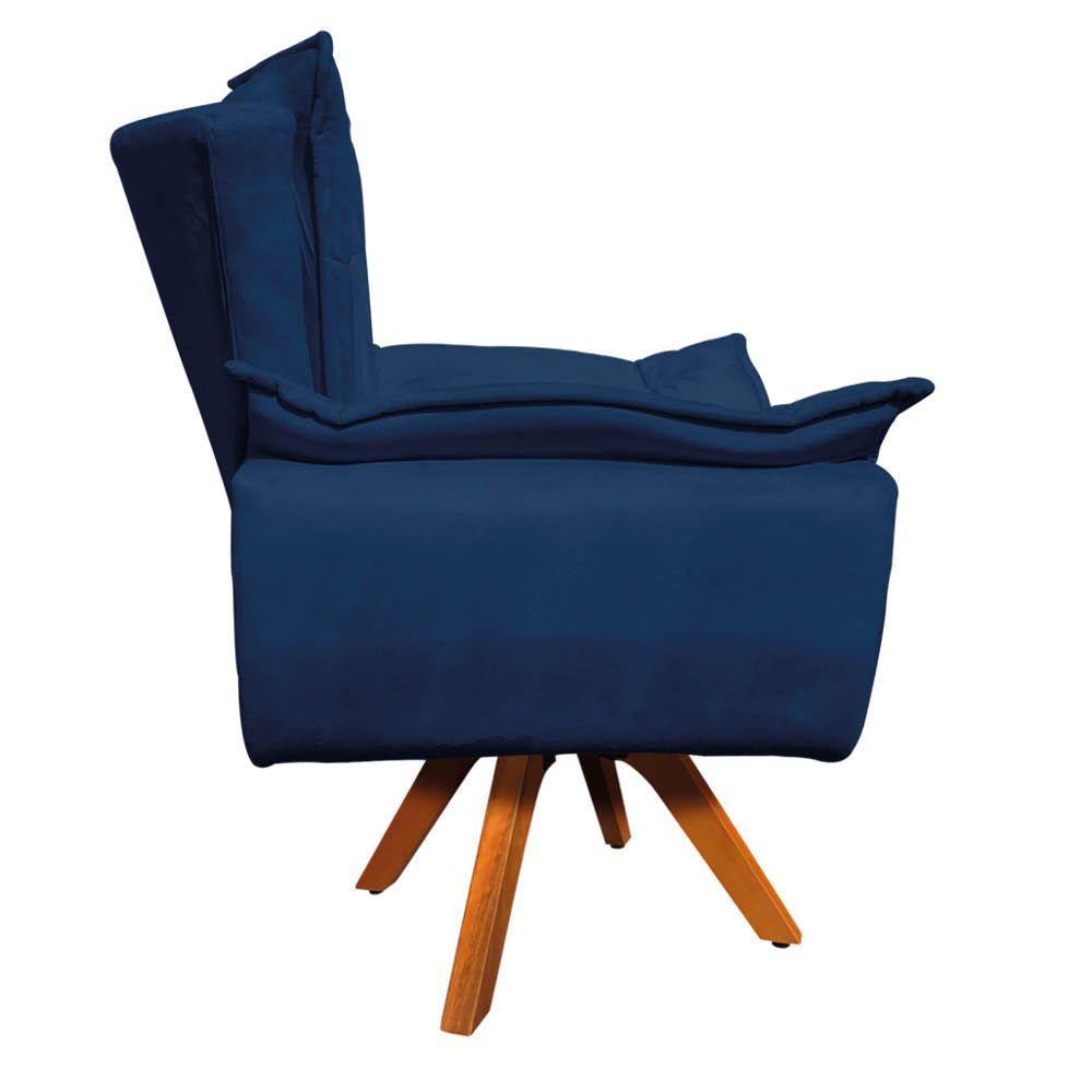 Kit 01 Namoradeira E 02 Poltronas Opala Suede Azul Marinho - 2