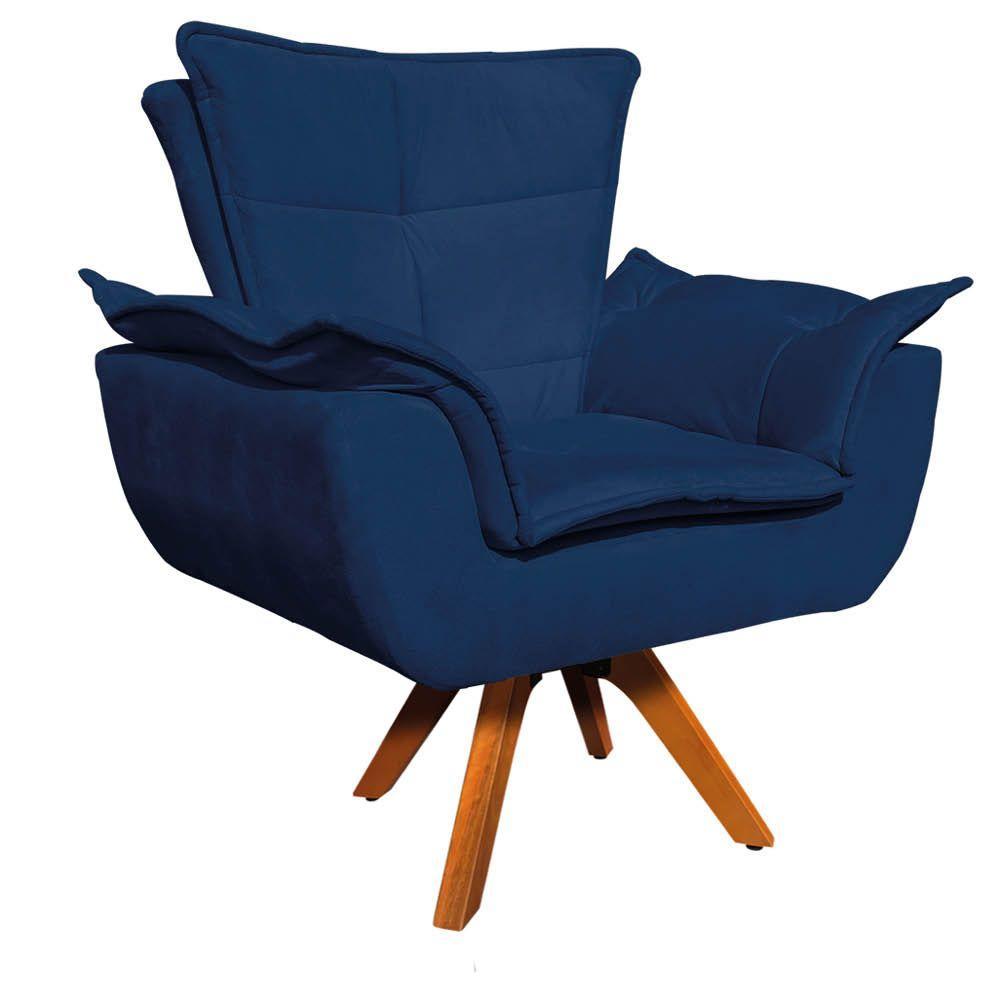 Kit 01 Namoradeira E 02 Poltronas Opala Suede Azul Marinho - 5