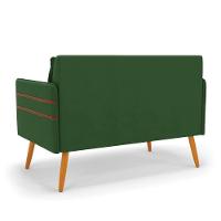 Namoradeira 02 Lugares Mari Suede Verde Pés Palito Castanho - 5