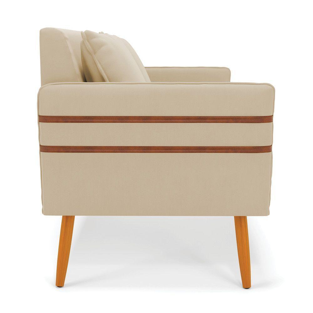 Namoradeira 02 Lugares Mari Suede Pés Palito Castanho Bege - 6