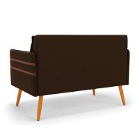 Namoradeira 02 Lugares Mari Suede Marrom Pés Palito Castanho - 5