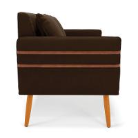 Namoradeira 02 Lugares Mari Suede Marrom Pés Palito Castanho - 6