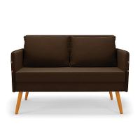 Namoradeira 02 Lugares Mari Suede Marrom Pés Palito Castanho - 7