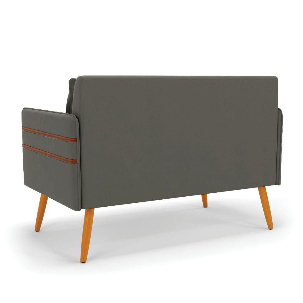 Namoradeira 02 Lugares Mari Suede Castanho Grafite - 5