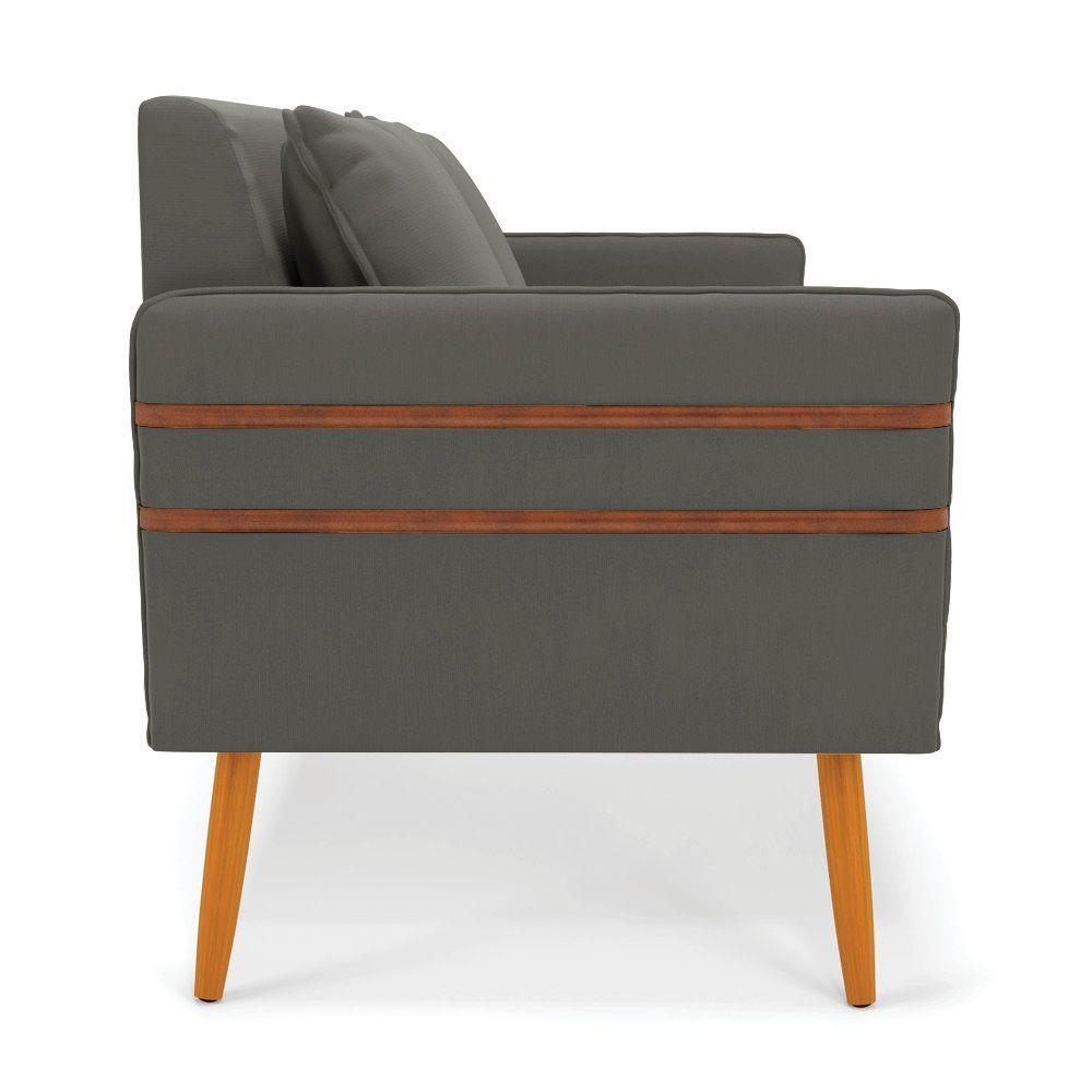 Namoradeira 02 Lugares Mari Suede Castanho Grafite - 6