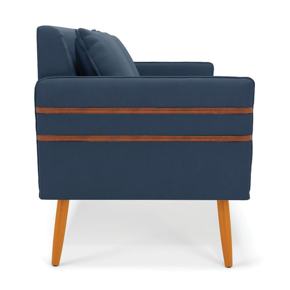 Namoradeira 02 Lugares Mari Suede Azul Marinho Castanho - 6