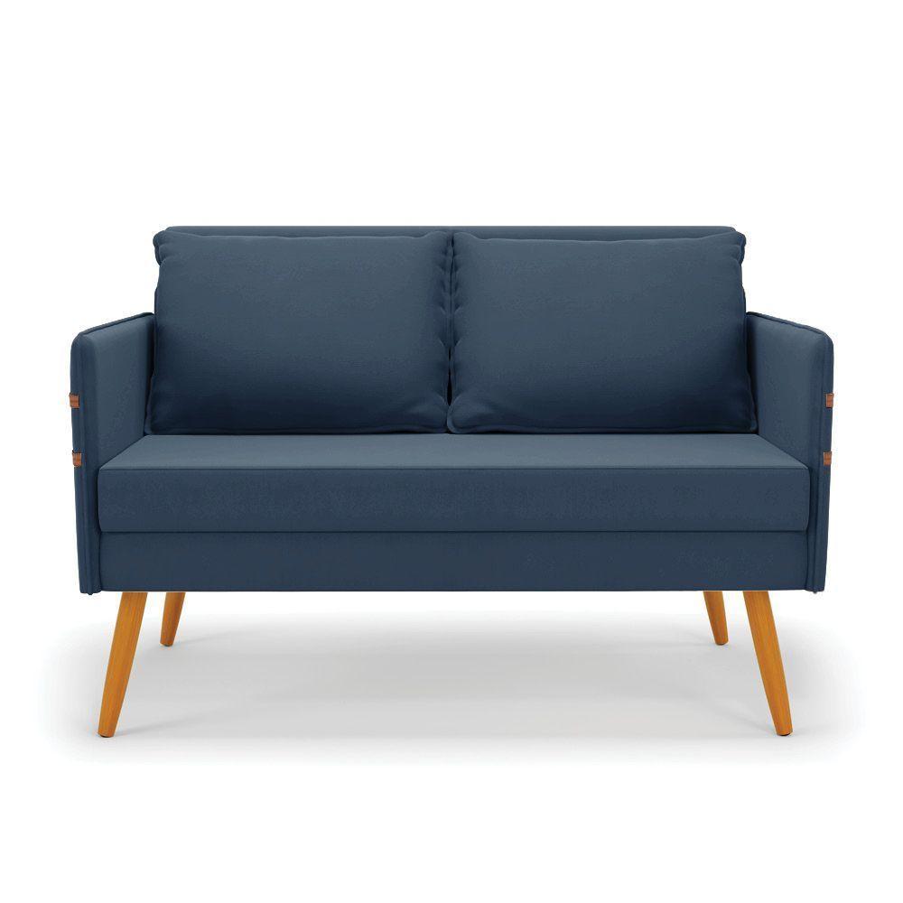 Namoradeira 02 Lugares Mari Suede Azul Marinho Castanho - 7