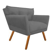 Kit 02 Poltronas Anitta Suede Grafite Pés Palito Castanho - 4