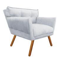 Kit 02 Poltronas Anitta Suede Cinza Pés Palito Castanho