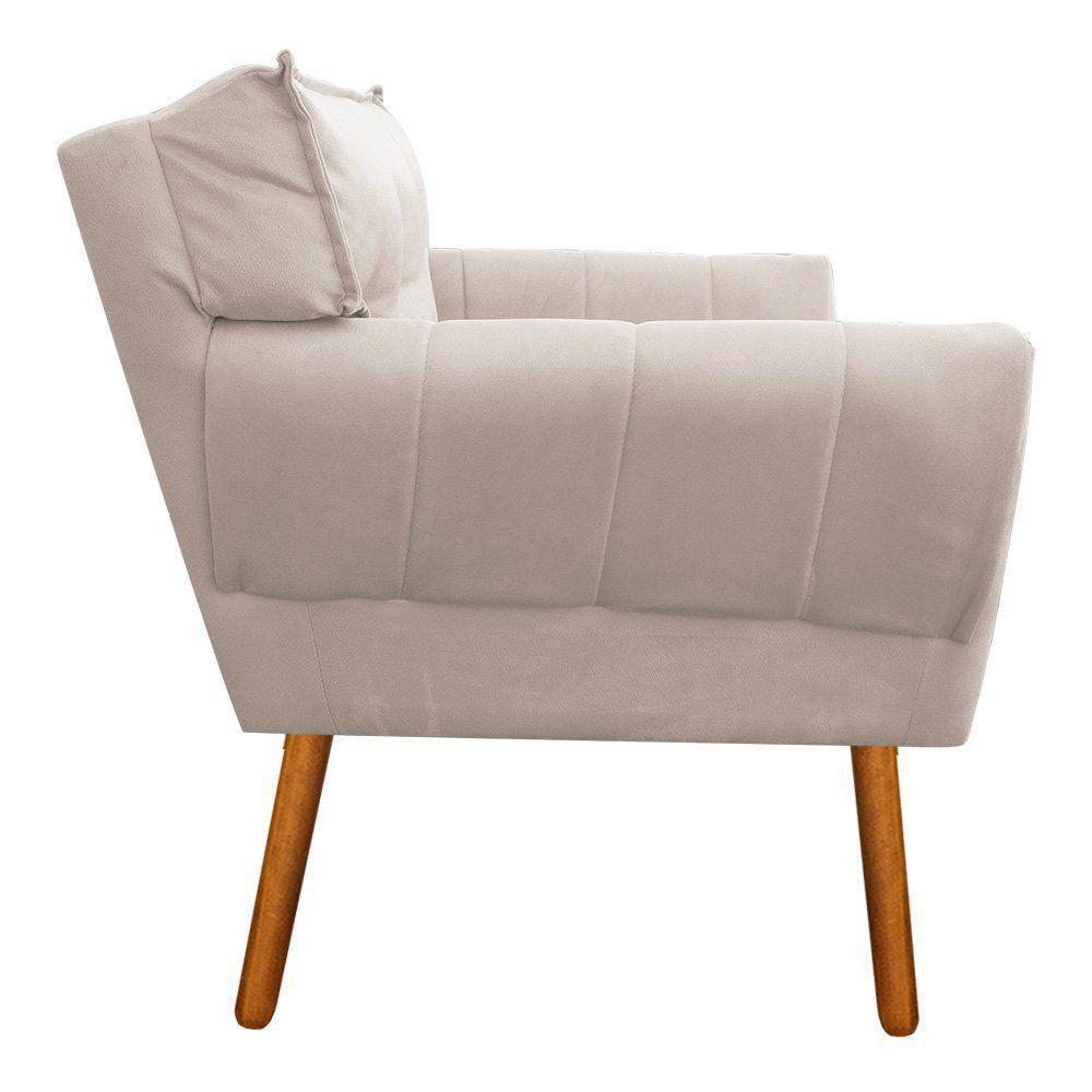 Kit 02 Poltronas Anitta Suede Bege Pés Palito Castanho - 3