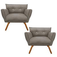 Kit 02 Poltronas Anitta Marrom Rato Com Strass Pés Palito - 1