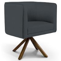 Poltrona Base Giratória De Madeira Veludo Cinza C-317 - 1