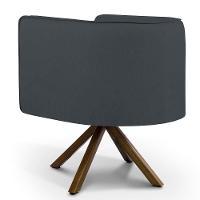 Poltrona Base Giratória De Madeira Veludo Cinza C-317