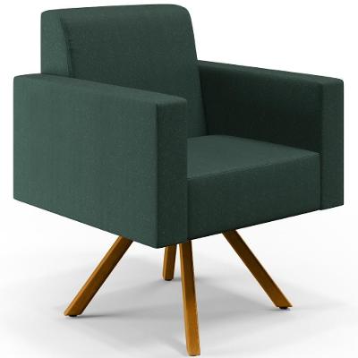 Poltrona Decorativa Helô L02 Base Giratória Linho Verde Lyam Decor