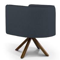 Poltrona Base Giratória De Madeira Linho Chumbo D-465 - 2