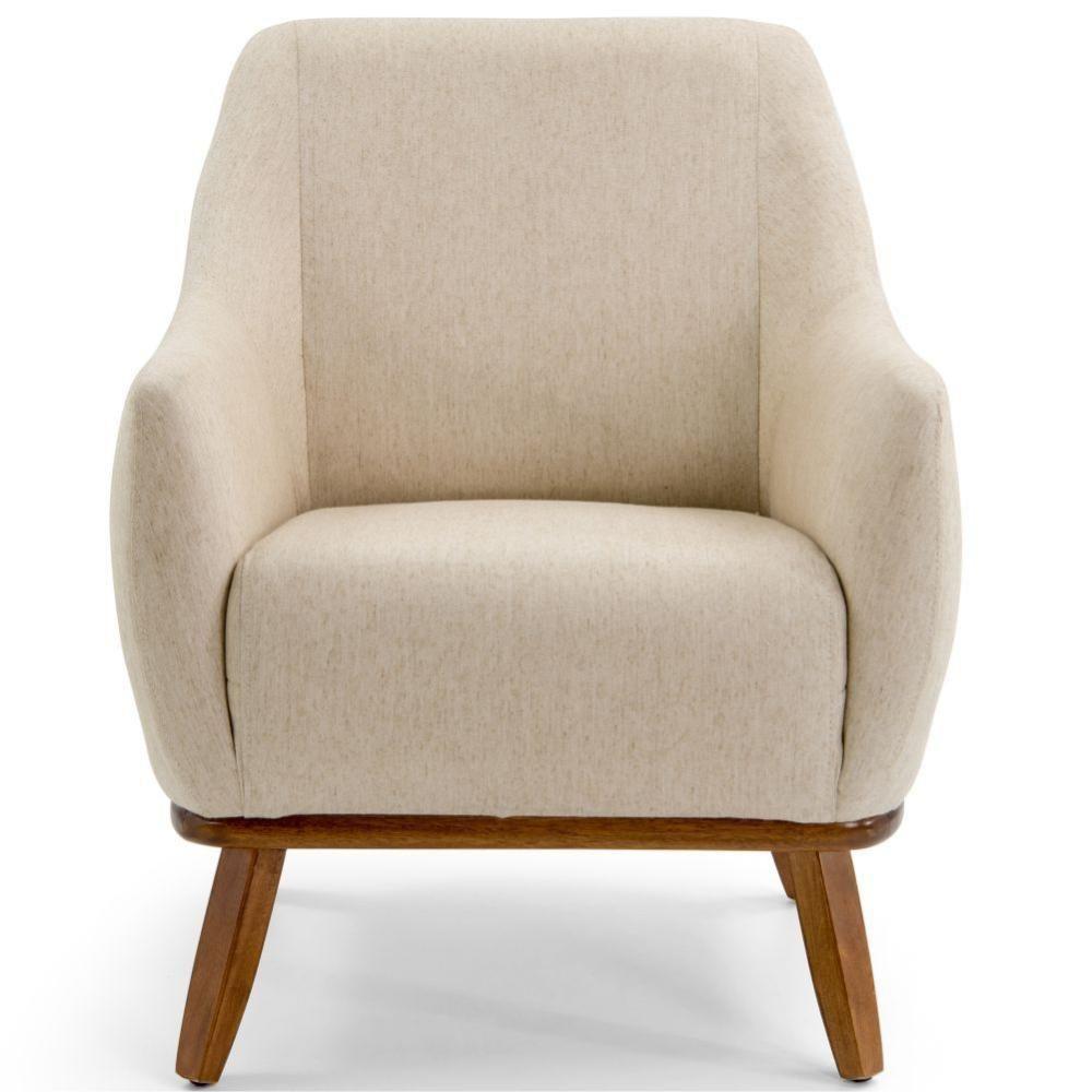 Poltrona Base Fixa De Madeira Paloma D02 Algodão Bege C-129 - 5