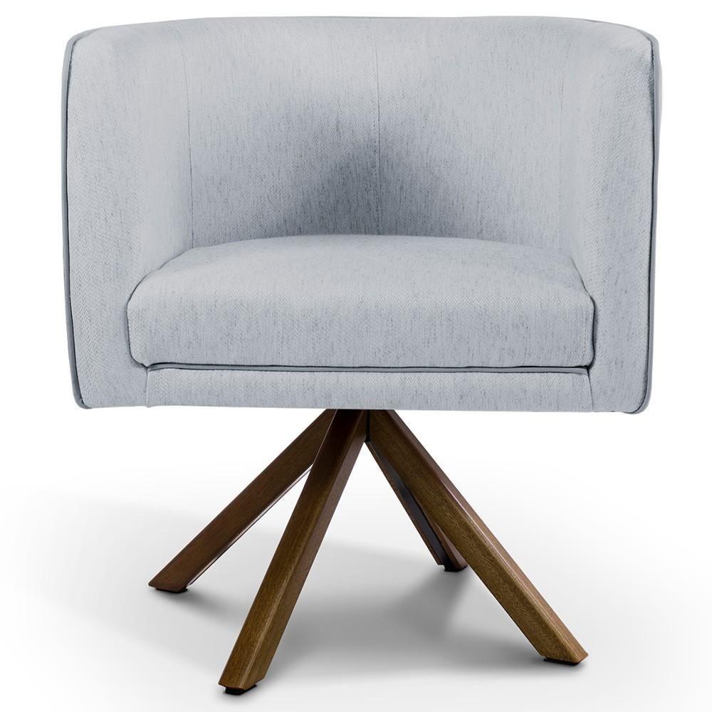 Poltrona Base Giratória De Madeira Linho Cinza D-315 - 4