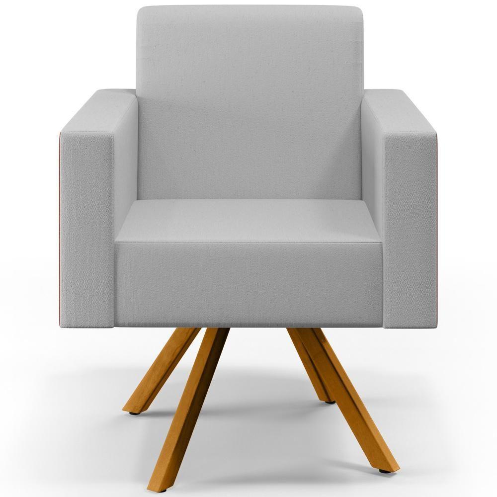 Poltrona Base Giratória De Madeira Cinza Couríssimo Camel - 8