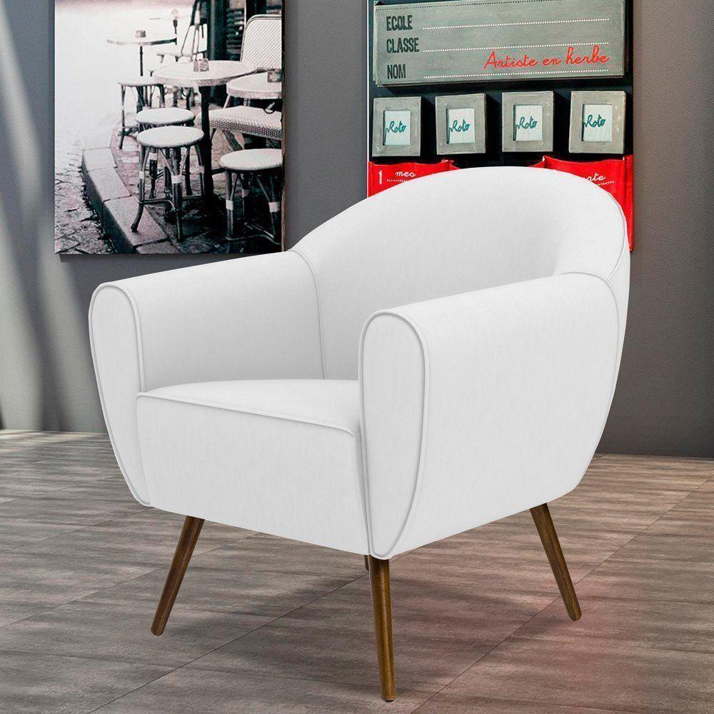 Poltrona Com Pés Palito Nina Corano Branco C-12 - 7