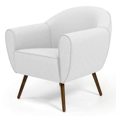 Poltrona Decorativa Nina Corano Branco Assento Fixo Espuma D28 HR Lyam Decor