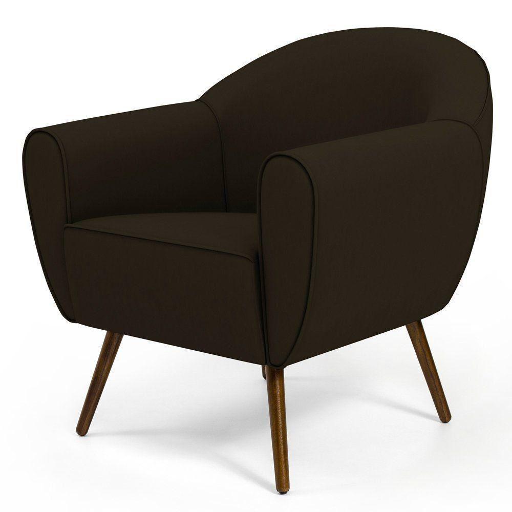 Poltrona Com Pés Palito Nina Corano Marrom C-34 - 1