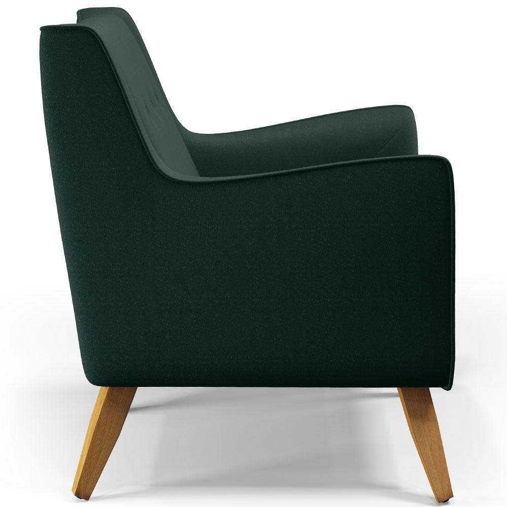 Poltrona Com Pés De Madeira Taroba Linho Verde C-117 - 2