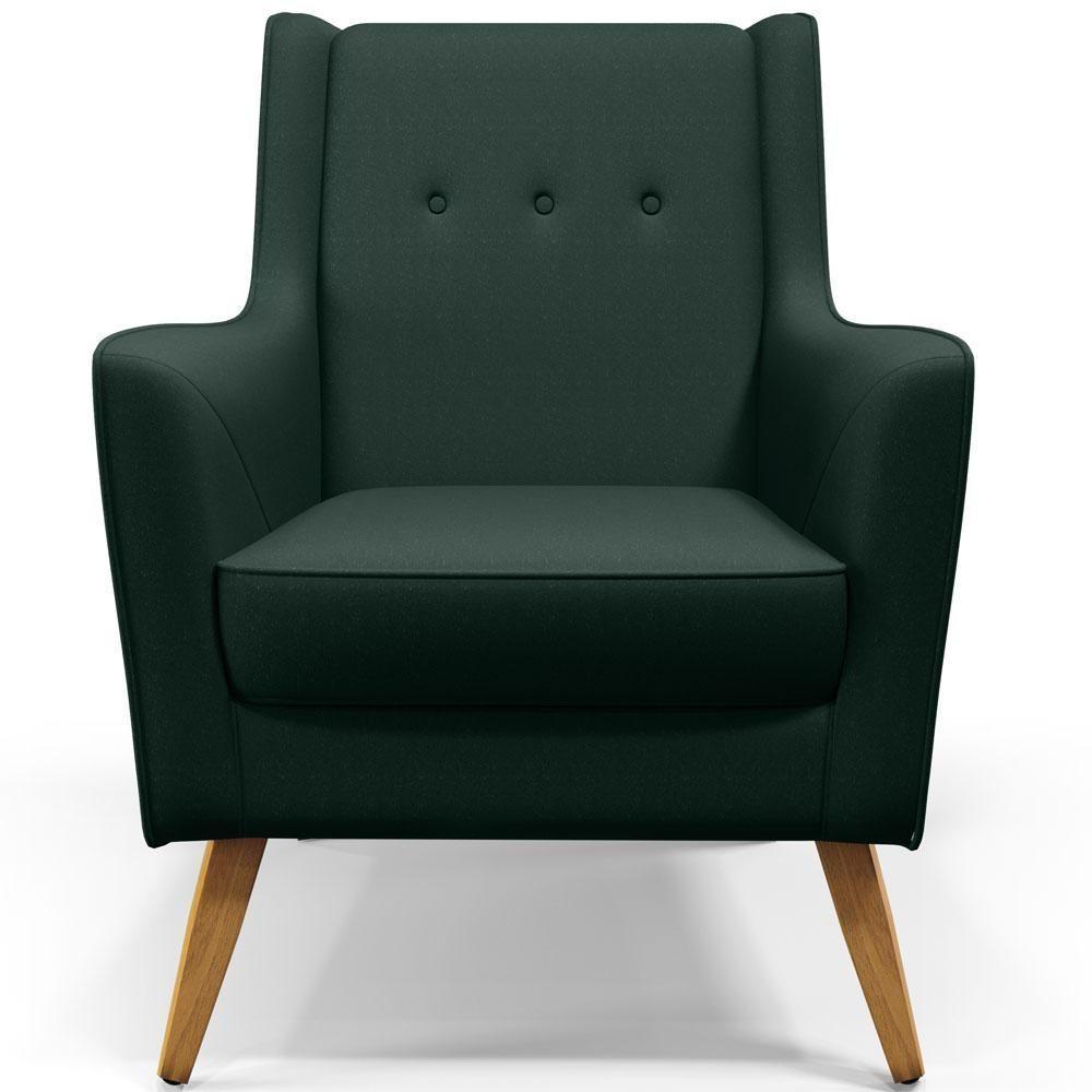 Poltrona Com Pés De Madeira Taroba Linho Verde C-117 - 6