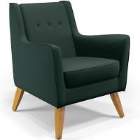 Poltrona Com Pés De Madeira Taroba Linho Verde C-117 - 1