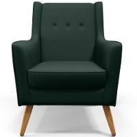 Poltrona Com Pés De Madeira Taroba Linho Verde C-117 - 6