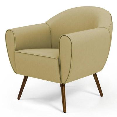 Poltrona Nina Pés Palito Corano Assento Fixo Espuma D28 HR Bege Lyam Decor