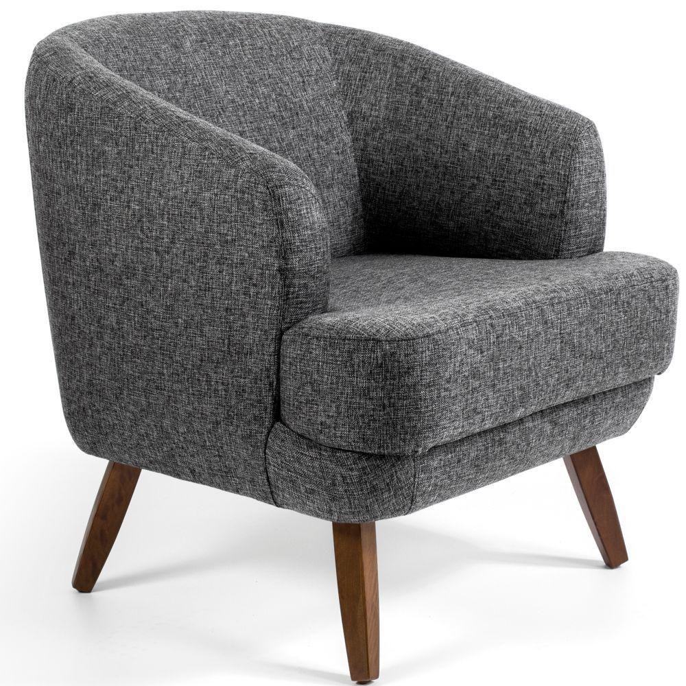 Poltrona Com Pés De Madeira Tamara Linho Chumbo D-469 - 1
