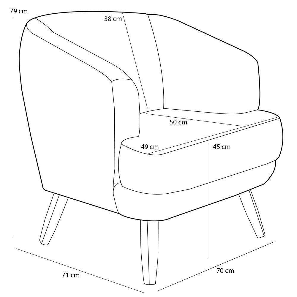 Poltrona Com Pés De Madeira Tamara Linho Chumbo D-469 - 2