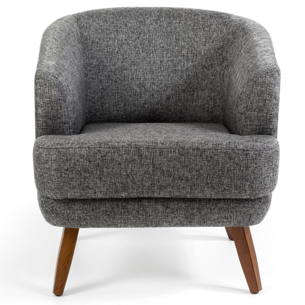 Poltrona Com Pés De Madeira Tamara Linho Chumbo D-469 - 4