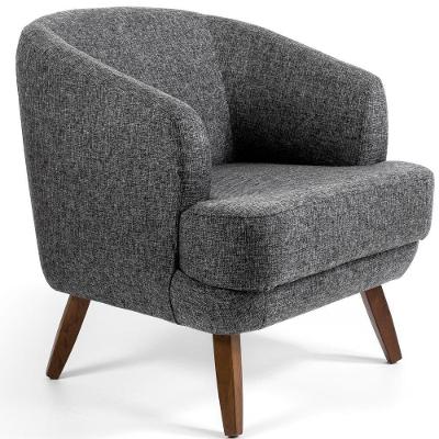 Poltrona Decorativa Tamara Linho Assento Fixo D28 Cinza Lyam Decor