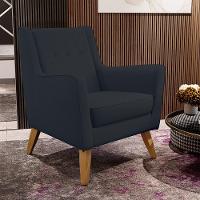 Poltrona Com Pés De Madeira Taroba Linho Chumbo D-465 - 1