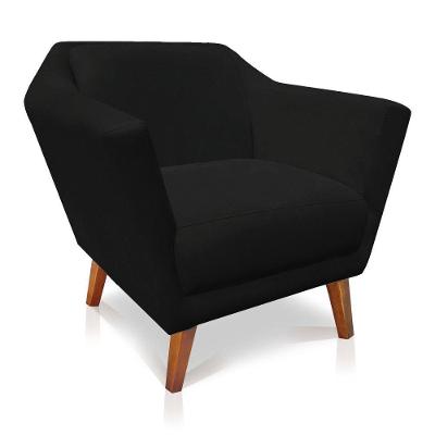 Poltrona Decorativa Pérsia Suede Pés Chanfrado Castanho - Pallazio Cor Preto