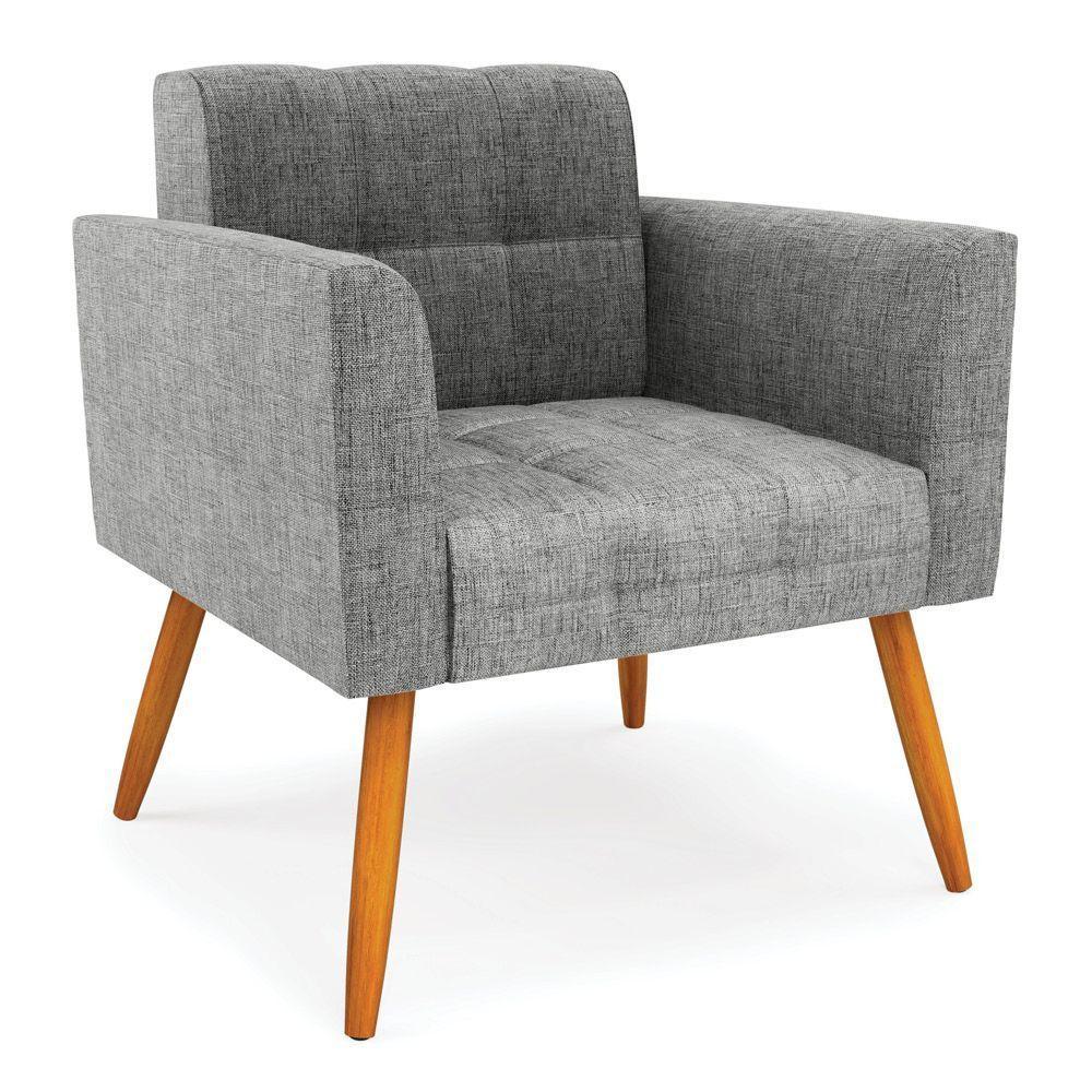 Poltrona Elisa Linho Pés Palito Castanho - D'rossi Cor A26 Grafite - 1