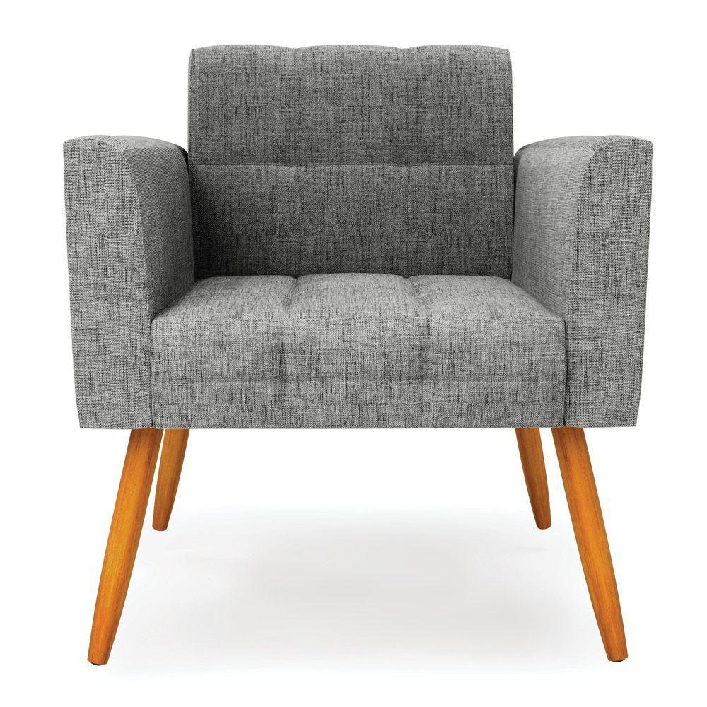 Poltrona Elisa Linho Pés Palito Castanho - D'rossi Cor A26 Grafite - 2