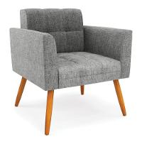 Poltrona Elisa Linho Pés Palito Castanho - D'rossi Cor A26 Grafite - 1