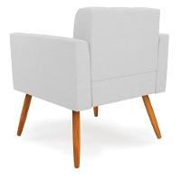 Poltrona Elisa Linho Cinza A05 Pés Palito Castanho - D'rossi - 3