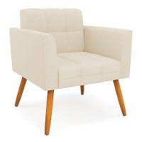 Poltrona Elisa Linho Pés Palito Castanho - D'rossi Cor A19 Bege - 1