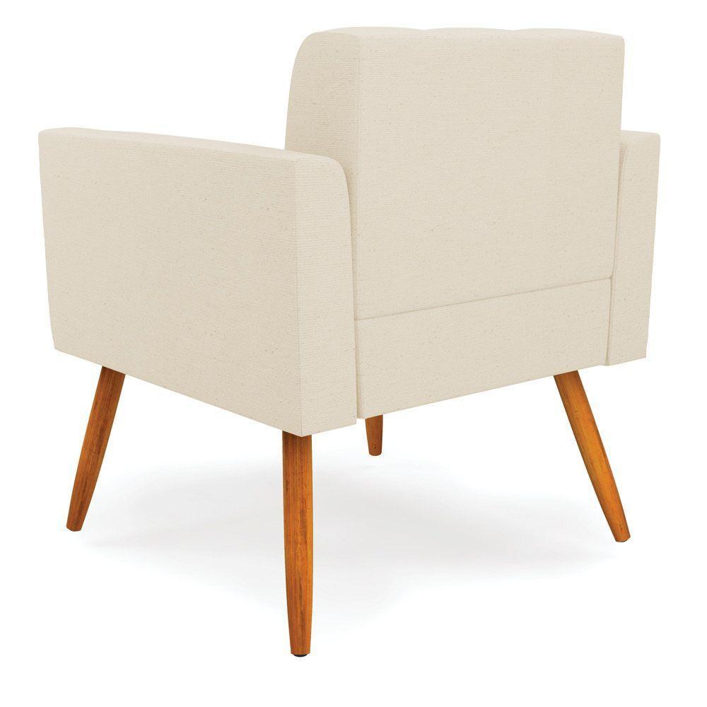 Poltrona Elisa Linho Bege A19 Pés Palito Castanho - D'rossi - 5