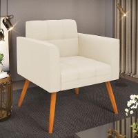 Poltrona Elisa Linho Bege A19 Pés Palito Castanho - D'rossi - 3