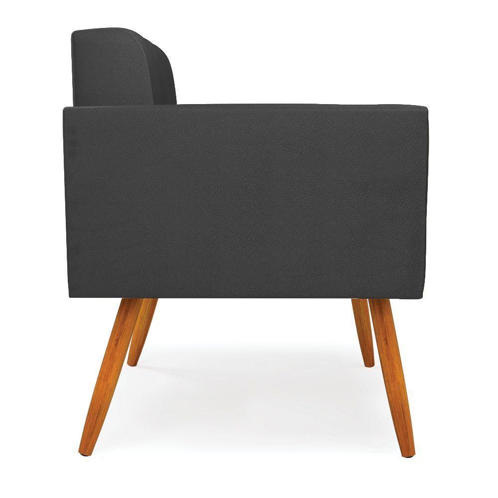 Poltrona Elisa Corino Pés Palito Castanho - D'rossi Cor Preto - 5